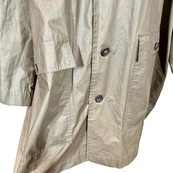 Eskandar Swing Coat Waxed Rain Jacket Detachable Hood Olive Green Sz:1/Small - Picture 5 of 8